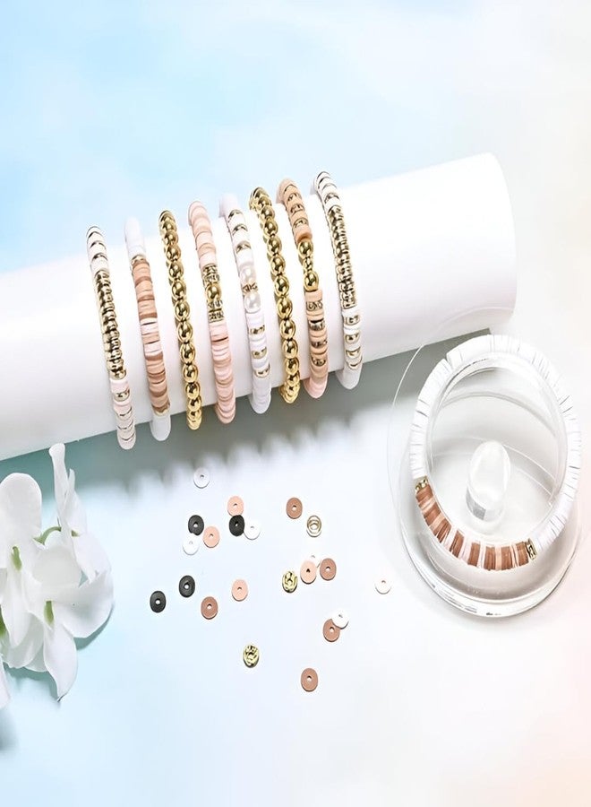 DGOOLS Clay Disc Beads Jewellery Making Kit - 3000+ Heishi Beads with Gold Spacers & Pearls, Pink, White, Nude, Brown Colors for DIY Bracelets, Necklaces & Crafts - Image 4